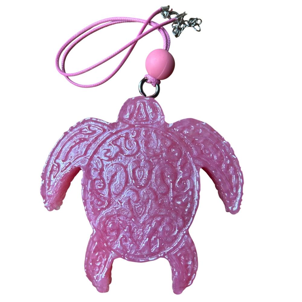 Car Freshie Pink Turtle. Cactus Flower, Jade, Rainwater and Lavender Scent 4"x4"